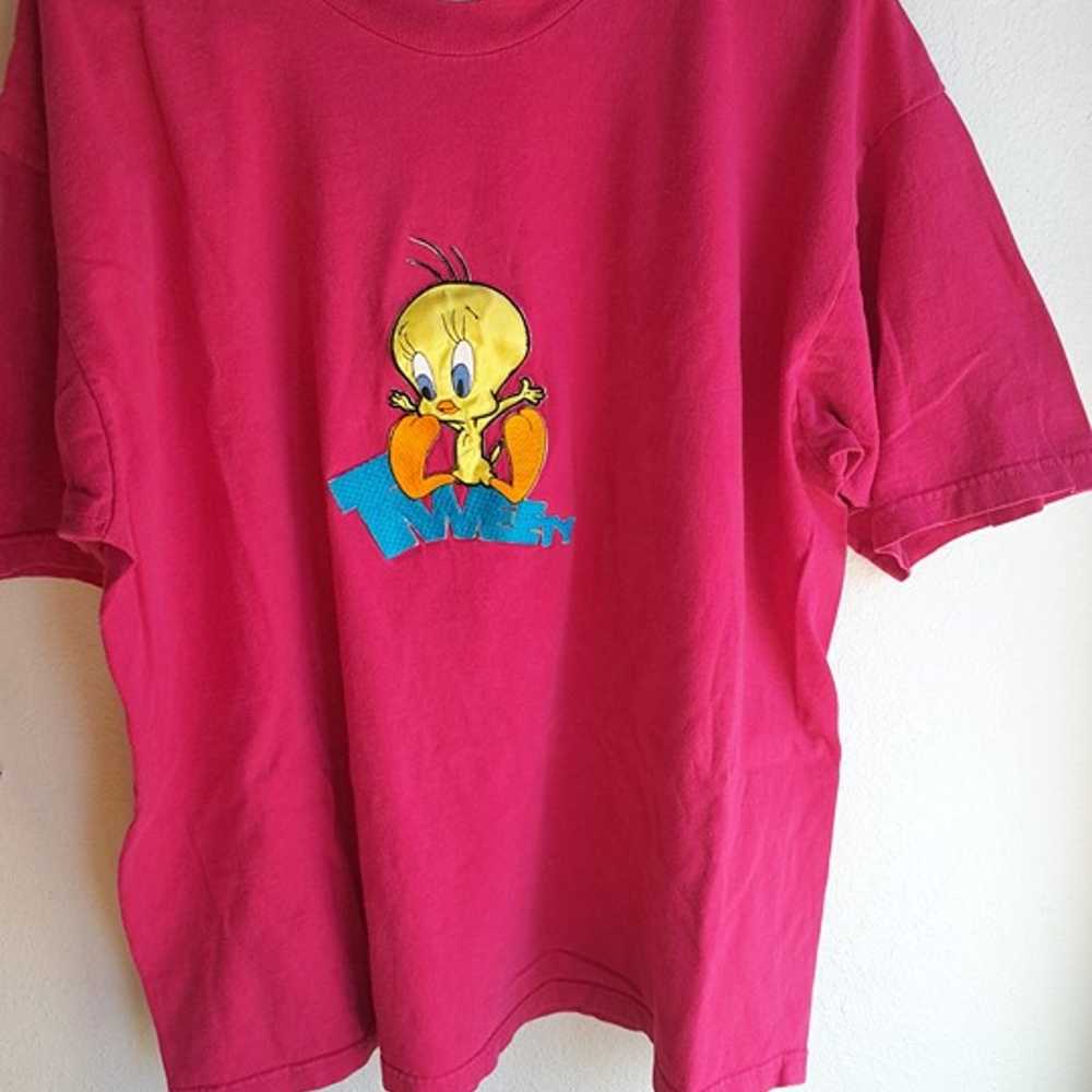 18 w Vintage Tweety Bird T-shirt Pink 90s y2k Ret… - image 1