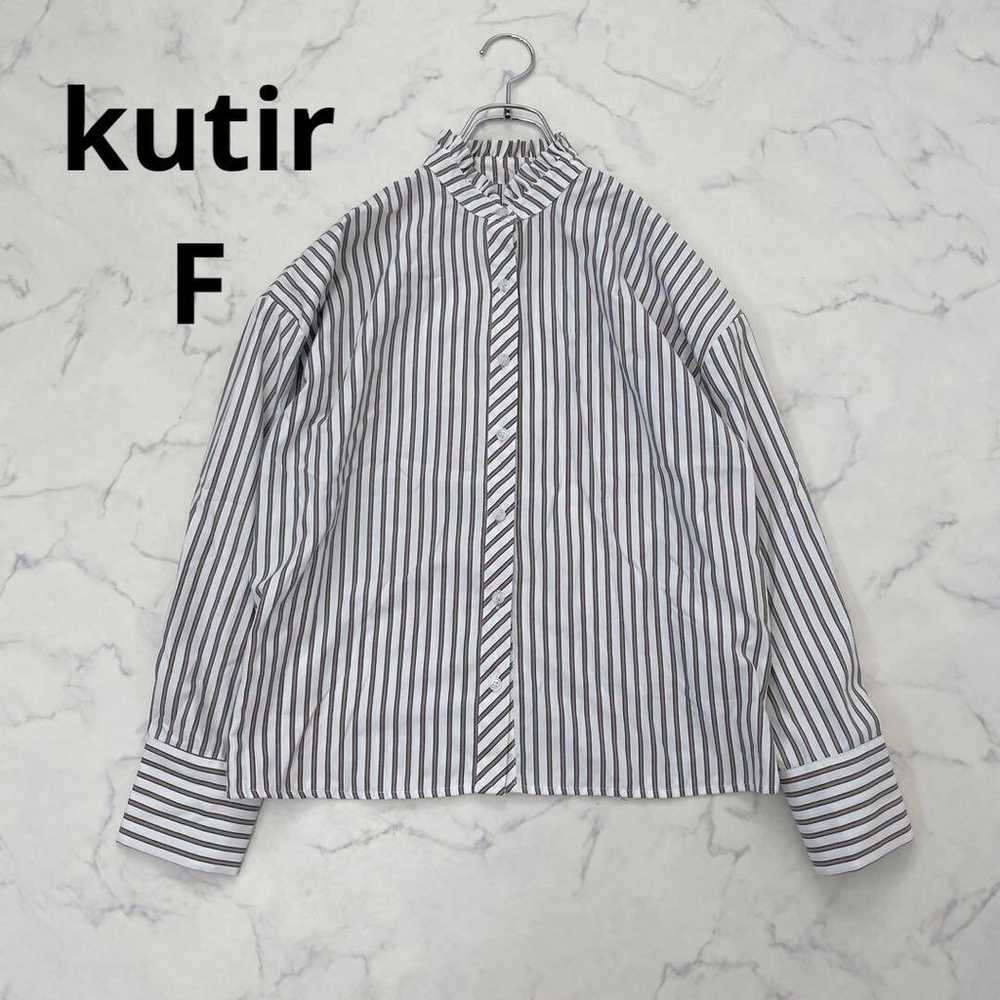 *kutir* Stripe Shirt Long Sleeve Stand Collar Fri… - image 1