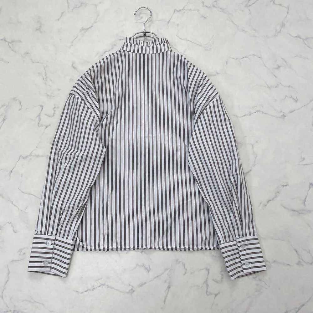 *kutir* Stripe Shirt Long Sleeve Stand Collar Fri… - image 2