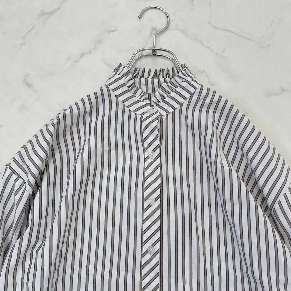 *kutir* Stripe Shirt Long Sleeve Stand Collar Fri… - image 4