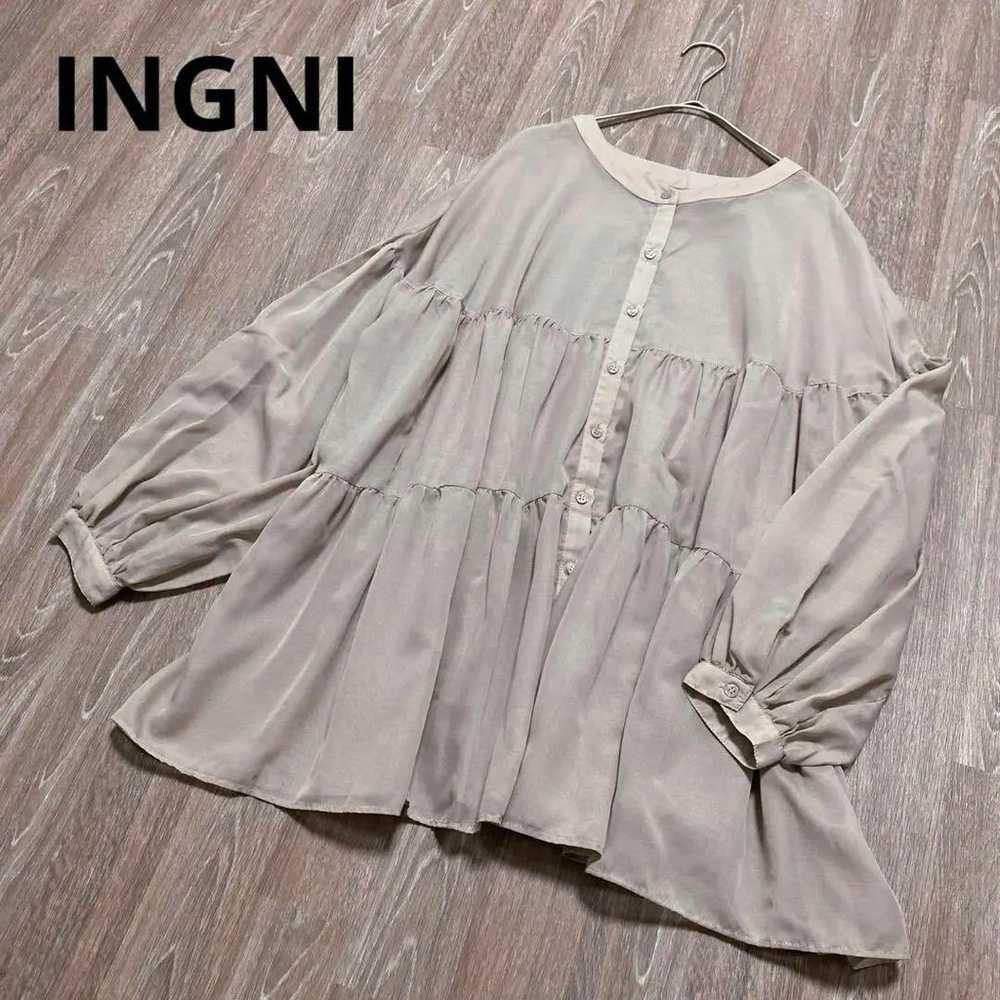 INGNI Chiffon Shirt Sheer Long-sleeved Puff-sleev… - image 1