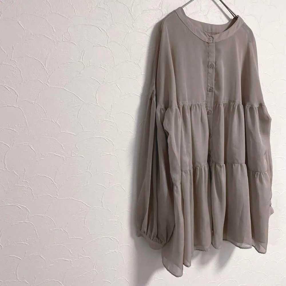 INGNI Chiffon Shirt Sheer Long-sleeved Puff-sleev… - image 9