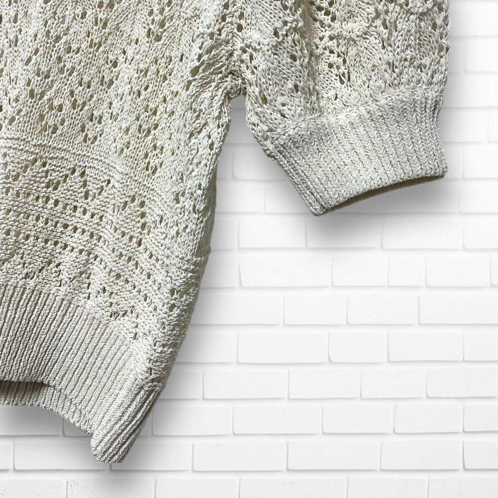 Rienda knit white F half-sleeve loose oversized b… - image 12