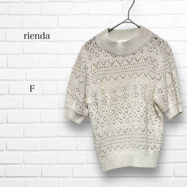 Rienda knit white F half-sleeve loose oversized b… - image 1