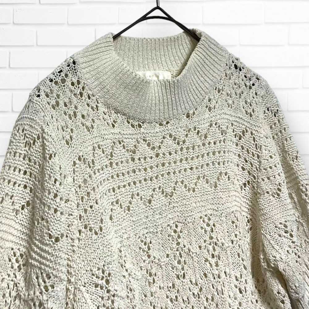 Rienda knit white F half-sleeve loose oversized b… - image 3