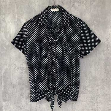 earth music&ecology Polka Dot Short Sleeve Blouse… - image 1