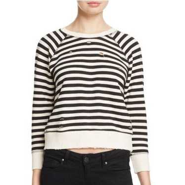 n: Philanthropy Black/White Striped Distressed Sw… - image 1