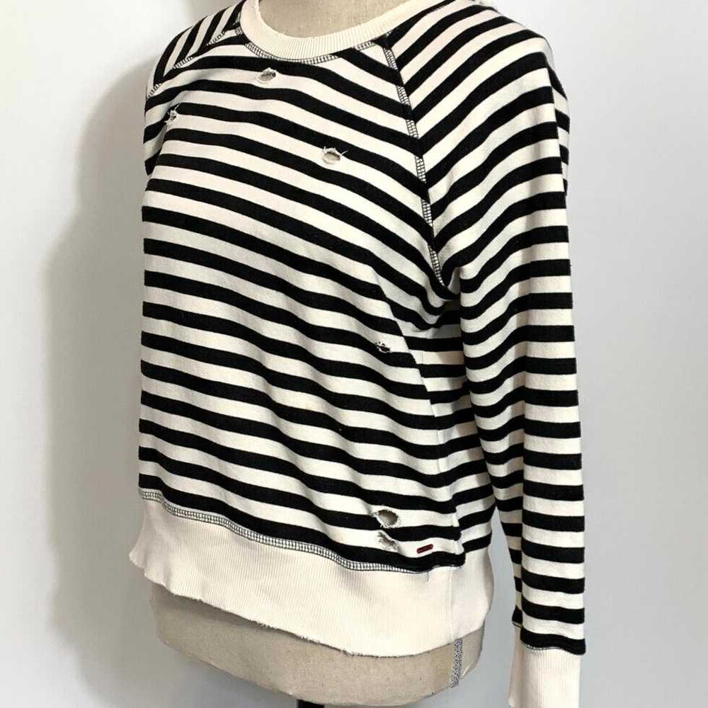 n: Philanthropy Black/White Striped Distressed Sw… - image 4