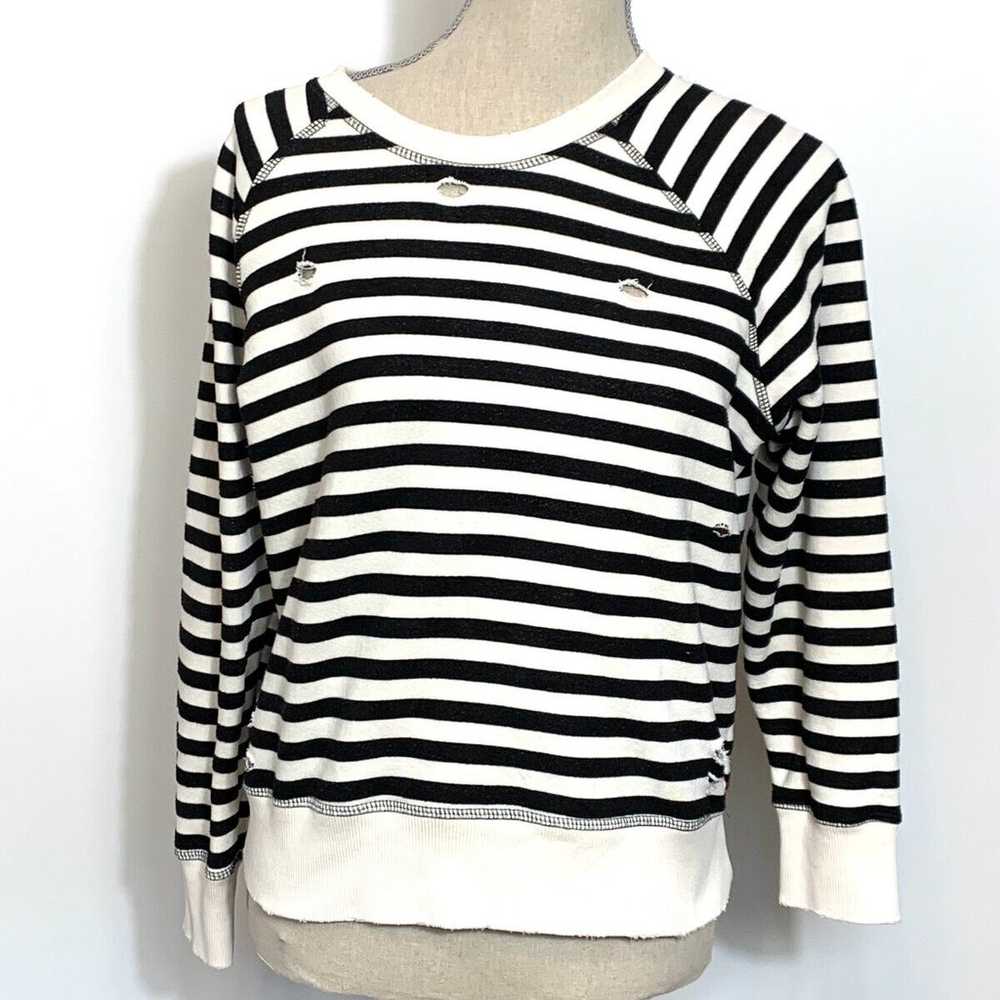 n: Philanthropy Black/White Striped Distressed Sw… - image 6