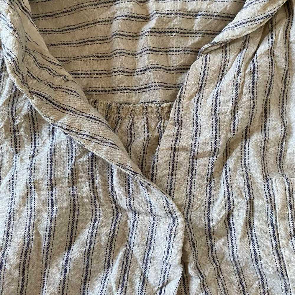 【Samantha Thavasa】Long-Sleeve Linen Stripe Rough … - image 5