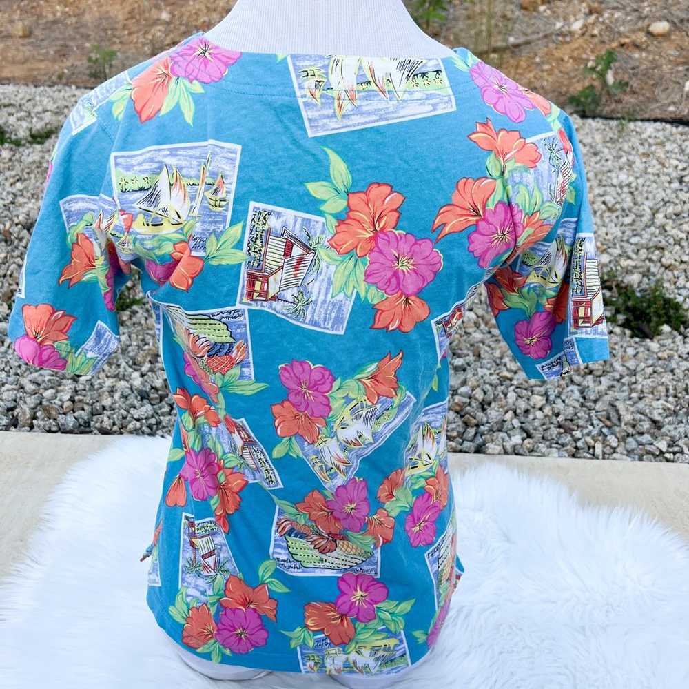 Vintage 90’s LizSport Hawaiian Shirt Petite Small - image 3