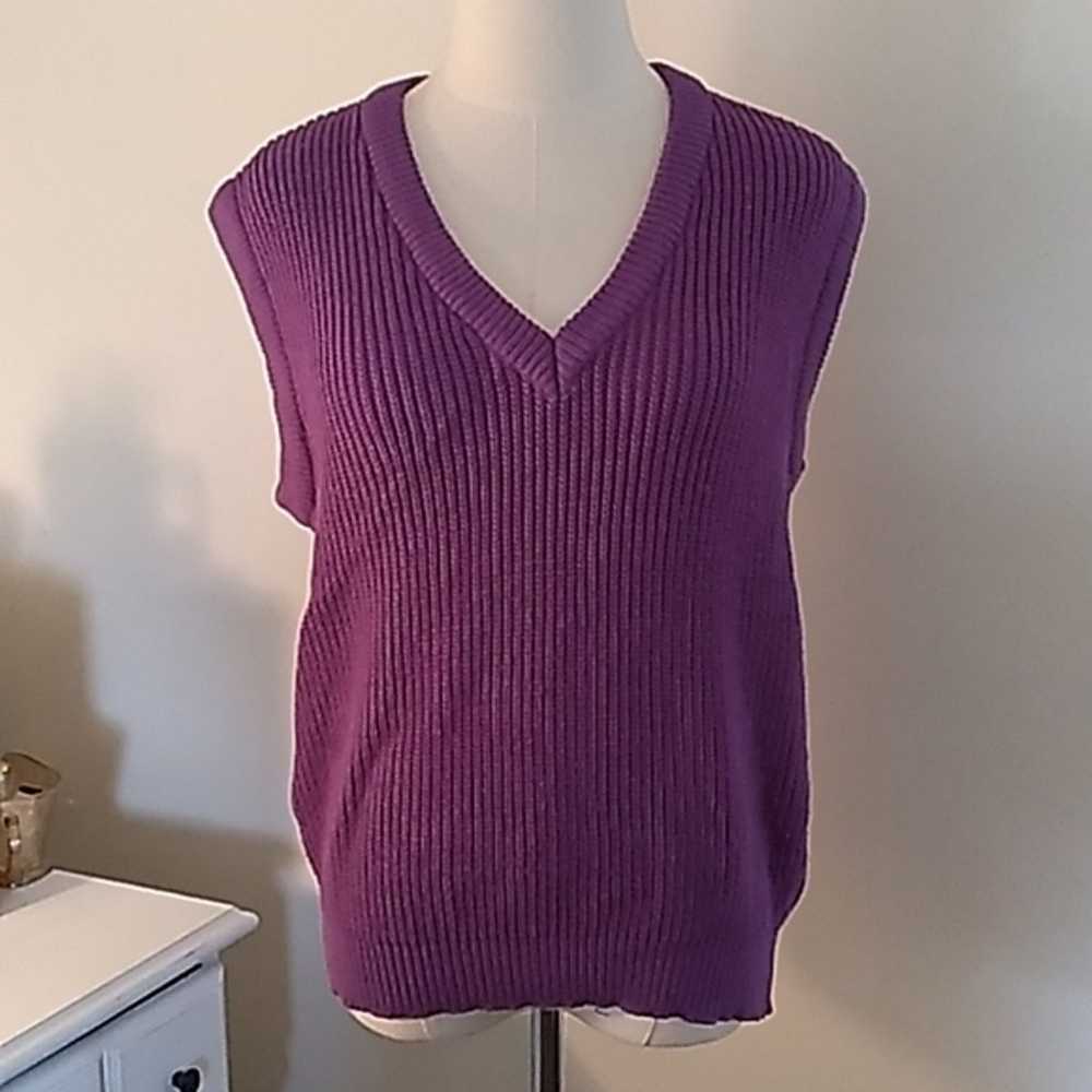 Vintage 1980s purple large sweater vest - image 1