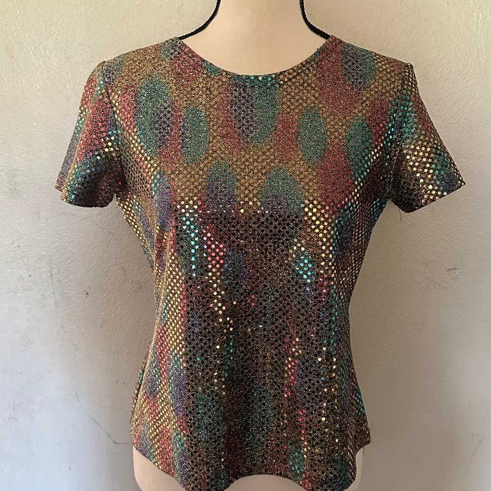 Eva Laurel vintage sequin top size PS multicolored - image 2