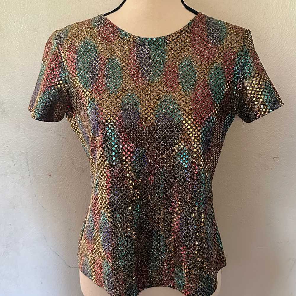 Eva Laurel vintage sequin top size PS multicolored - image 3