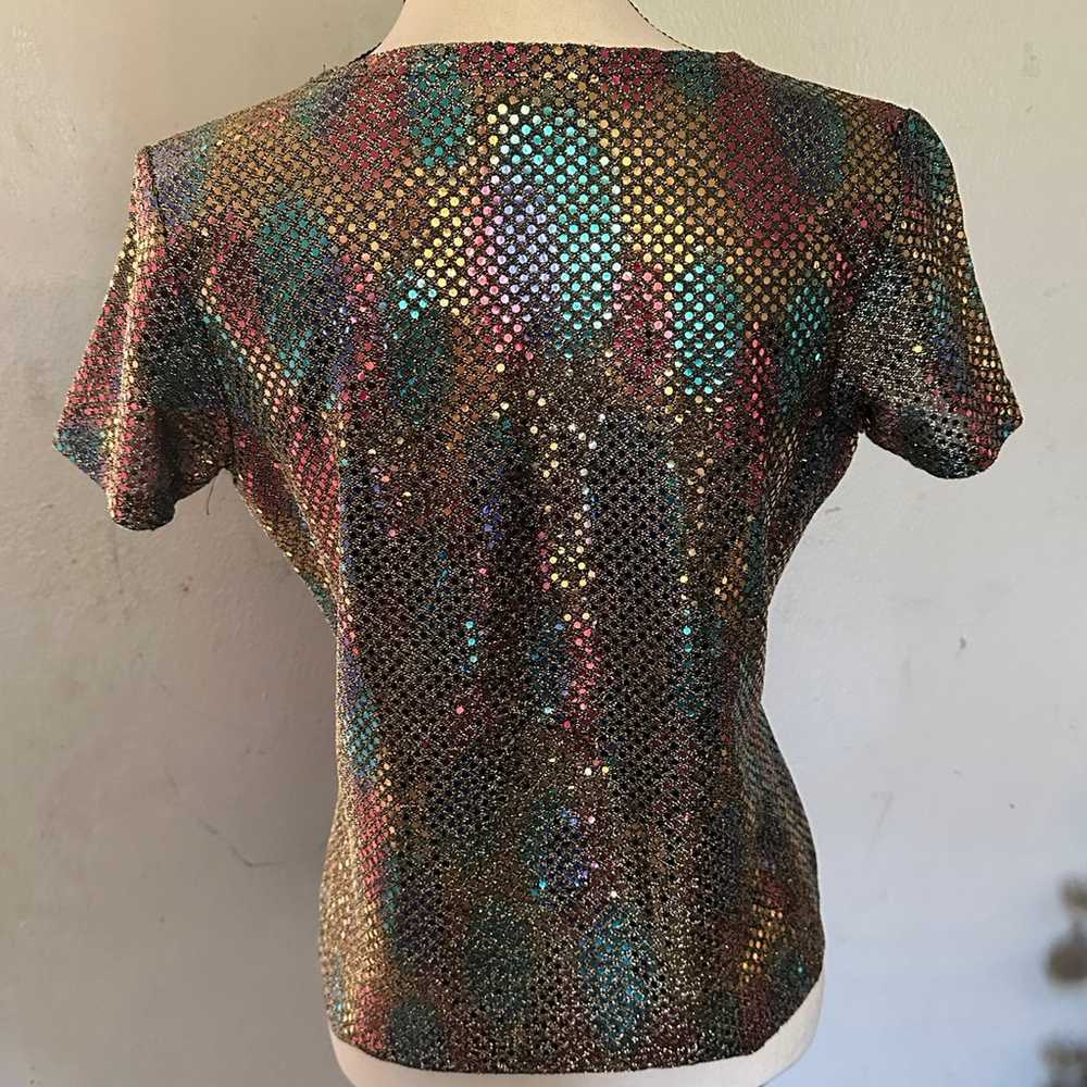 Eva Laurel vintage sequin top size PS multicolored - image 4