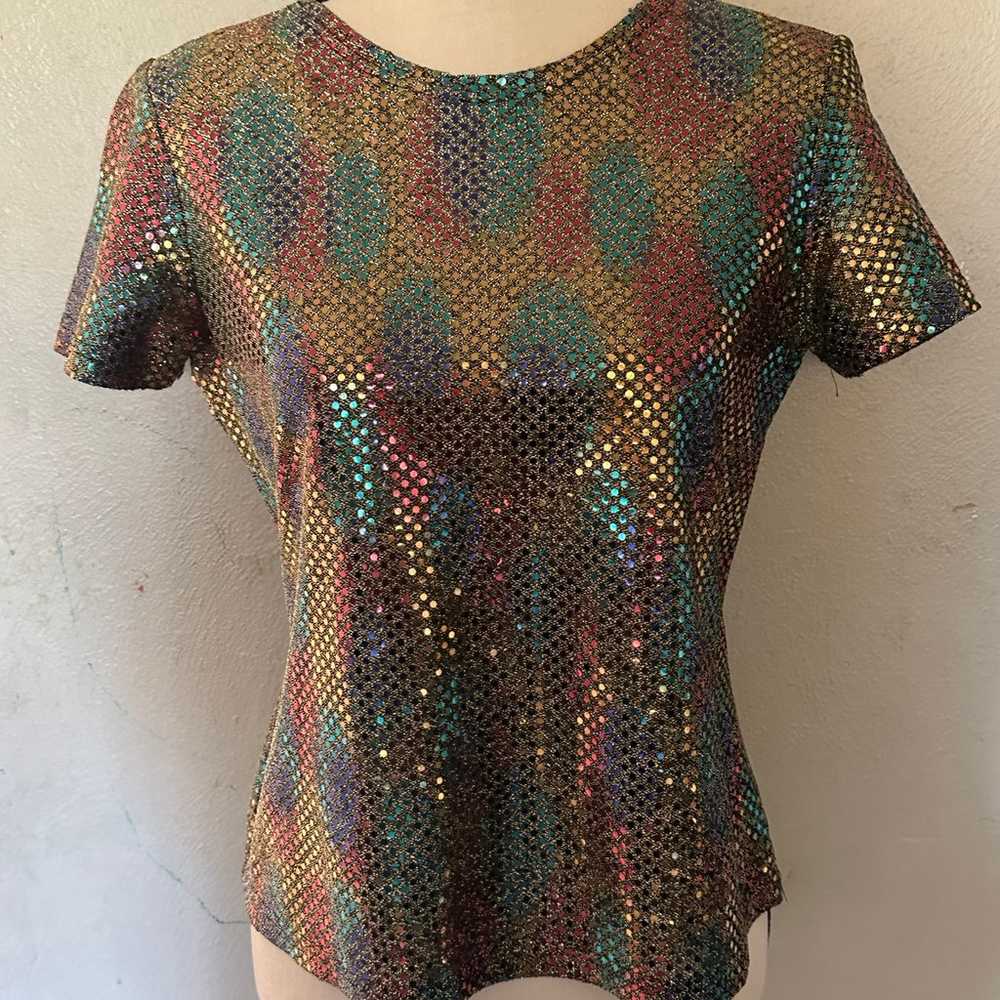 Eva Laurel vintage sequin top size PS multicolored - image 6