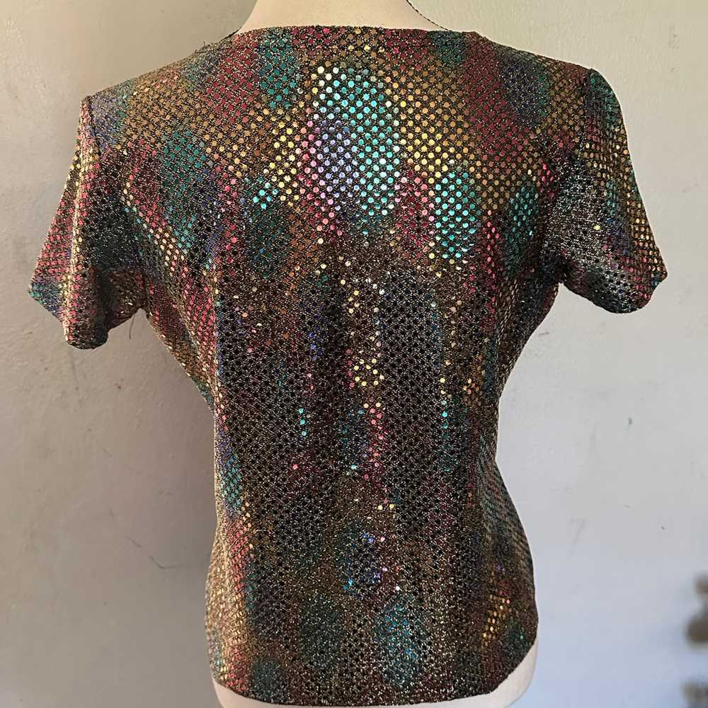 Eva Laurel vintage sequin top size PS multicolored - image 7