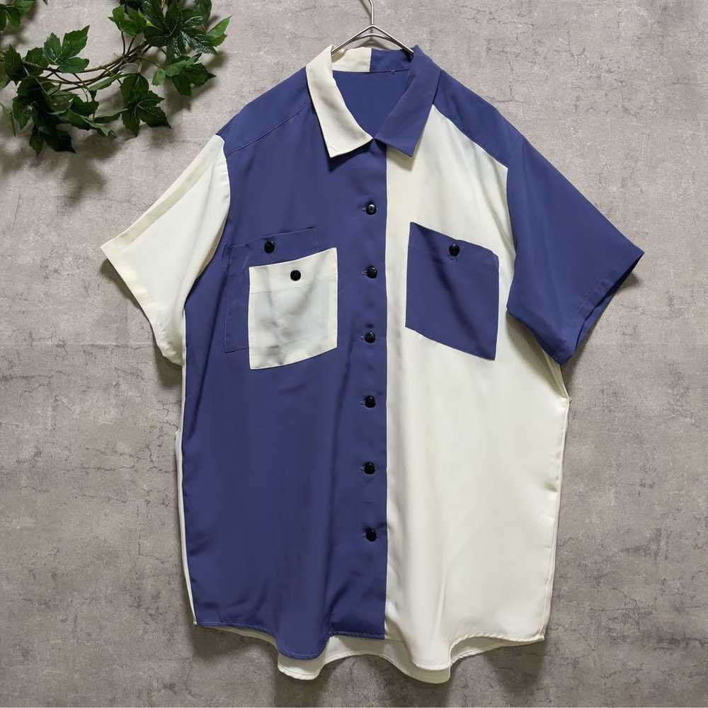 Purple Off-White Bicolor Color Block Retro Shirt - image 2