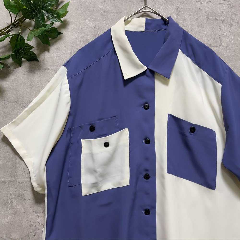 Purple Off-White Bicolor Color Block Retro Shirt - image 5