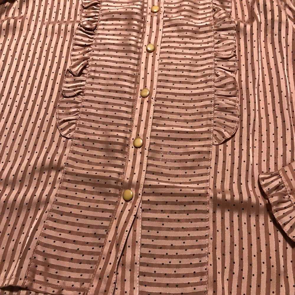 OLD Polka dot blouse, striped blouse, pink, brown… - image 4