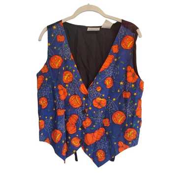 Vintage Pumpkin Jack O Lantern Vest Women's Size … - image 1