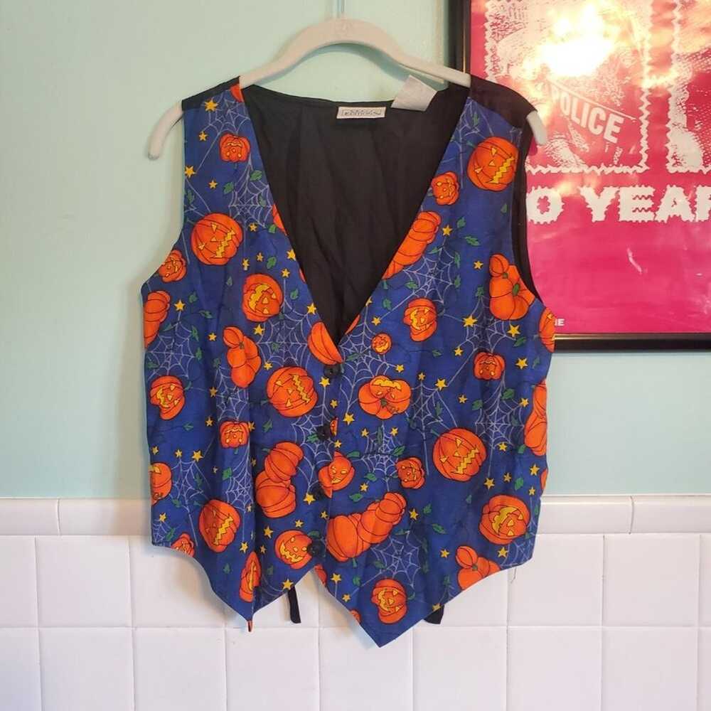 Vintage Pumpkin Jack O Lantern Vest Women's Size … - image 7