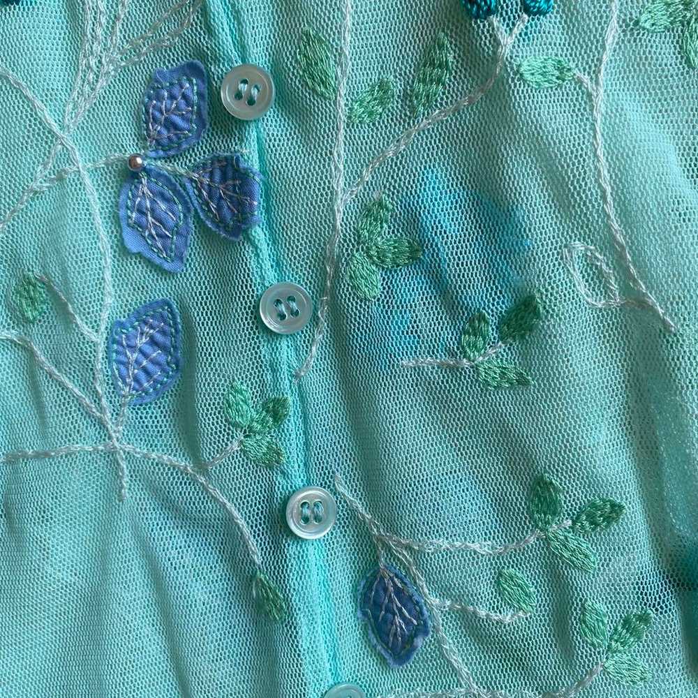 Showa vintage embroidered tulle flower lace used … - image 7