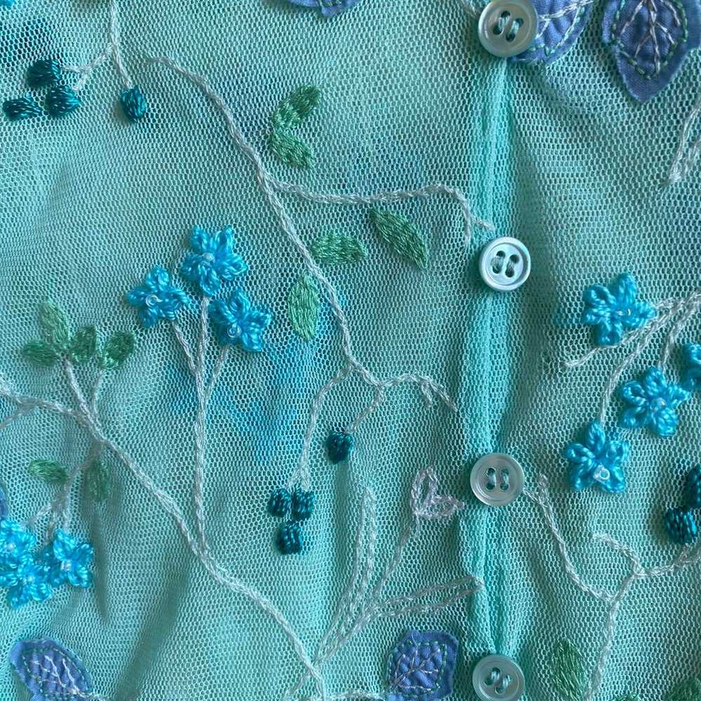 Showa vintage embroidered tulle flower lace used … - image 9