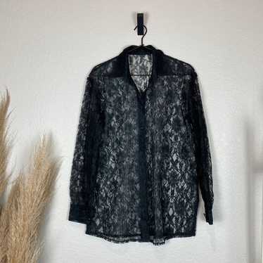 Vintage Black Lace Blouse - image 1