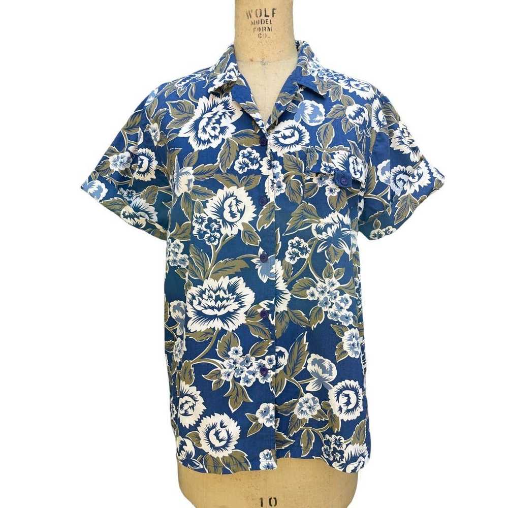 Vintage Sag Harbor Blue Tropical Hawaiian Shirt S… - image 1