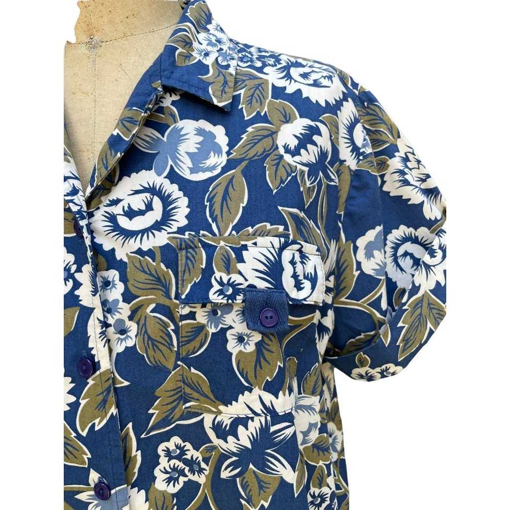 Vintage Sag Harbor Blue Tropical Hawaiian Shirt S… - image 2