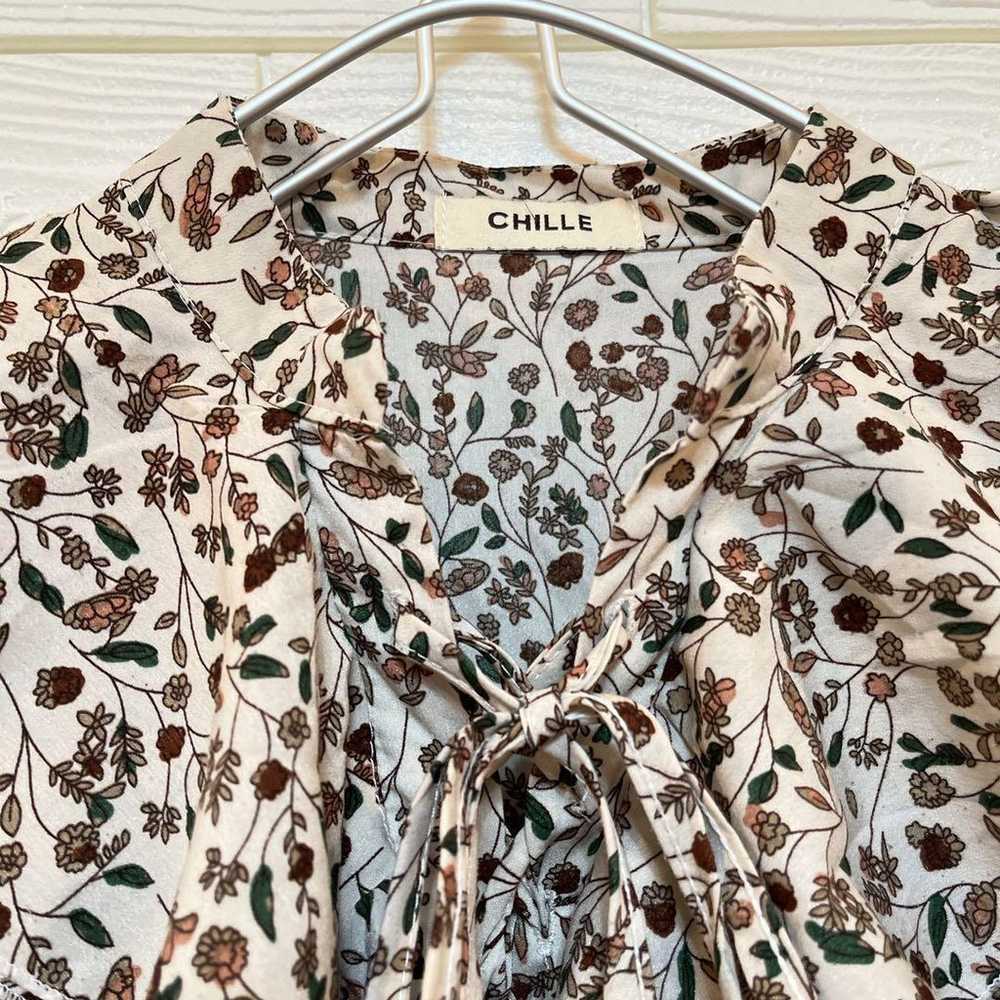 no1154 ☆ Chill-up Floral Front Spindle Tops Blous… - image 9