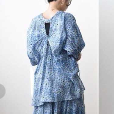 Amy Lowell ★ Print Back Knot Blouse Blue - image 1