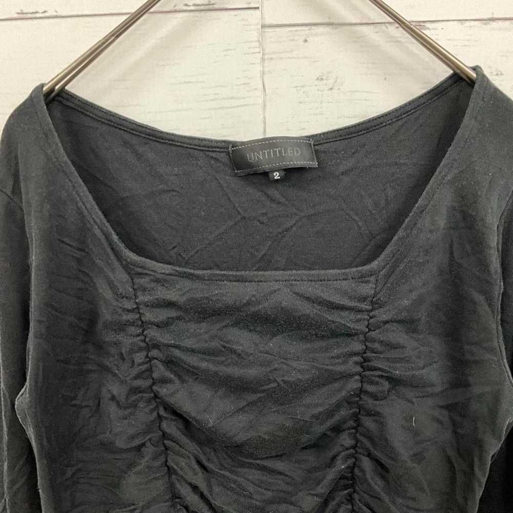 Untitled Gathered Long Sleeve T-shirt Square Neck… - image 2