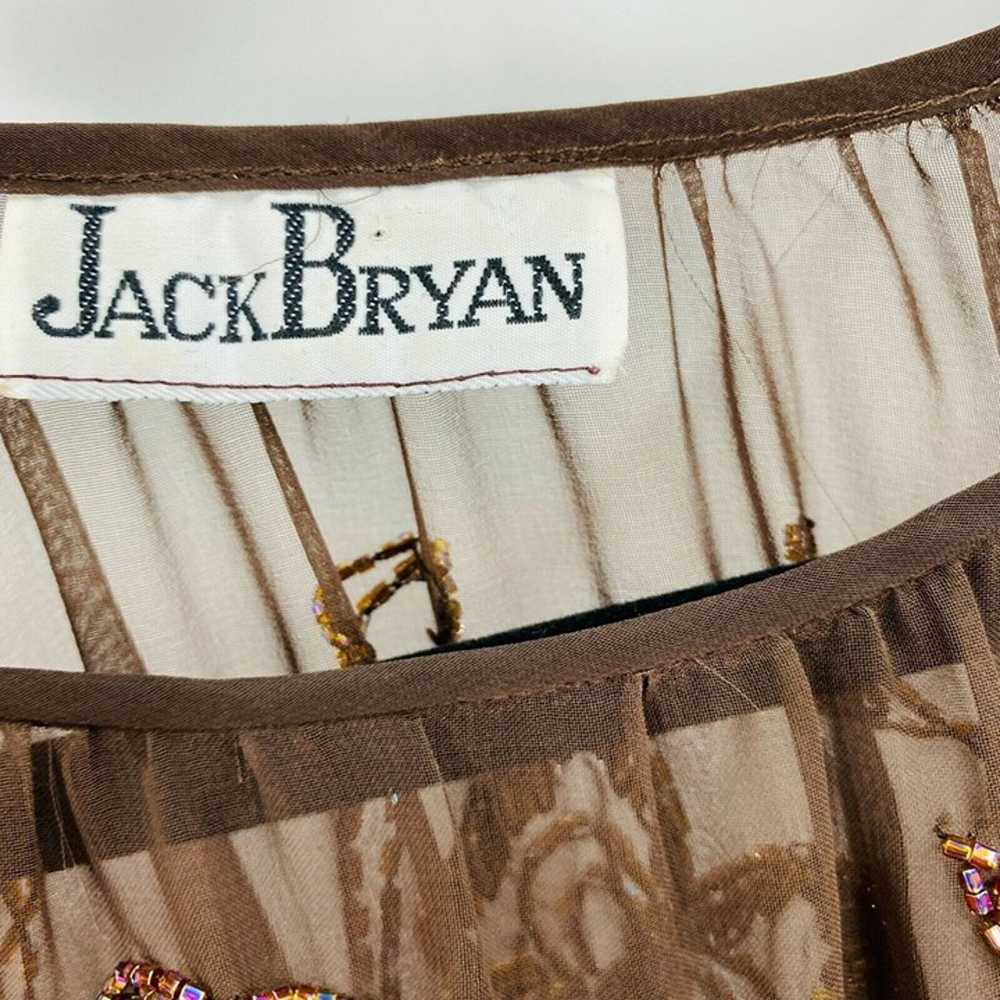 Jack Bryan Womens Brown Sheer Beaded Iridescent B… - image 3