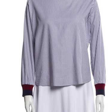 Kule Blue Striped Mock Neck Top Size X Small - image 1