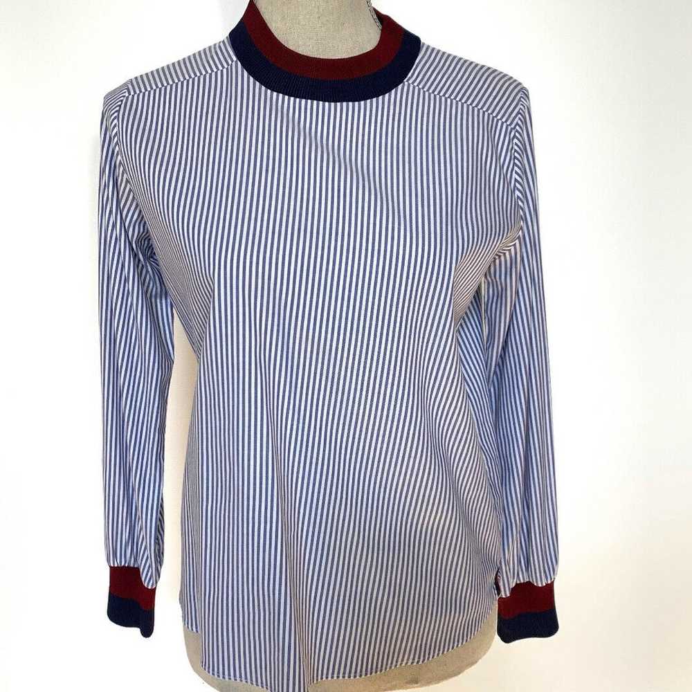 Kule Blue Striped Mock Neck Top Size X Small - image 4