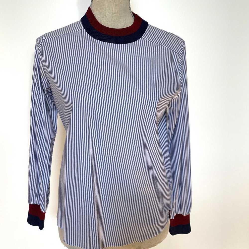 Kule Blue Striped Mock Neck Top Size X Small - image 6