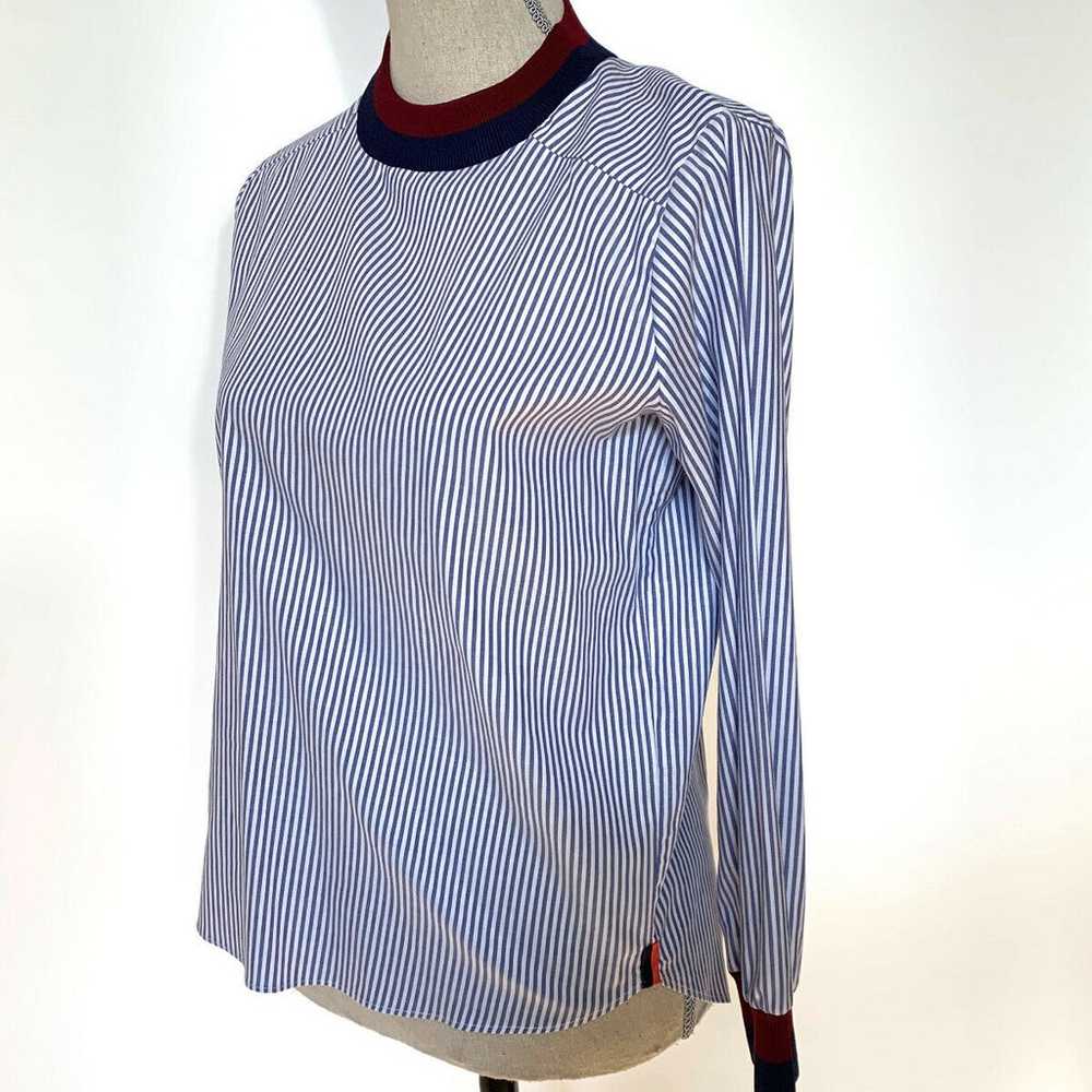 Kule Blue Striped Mock Neck Top Size X Small - image 9