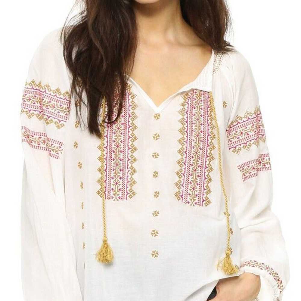 Roberta Roller Rabbit White Embroidered Tunic Pea… - image 1