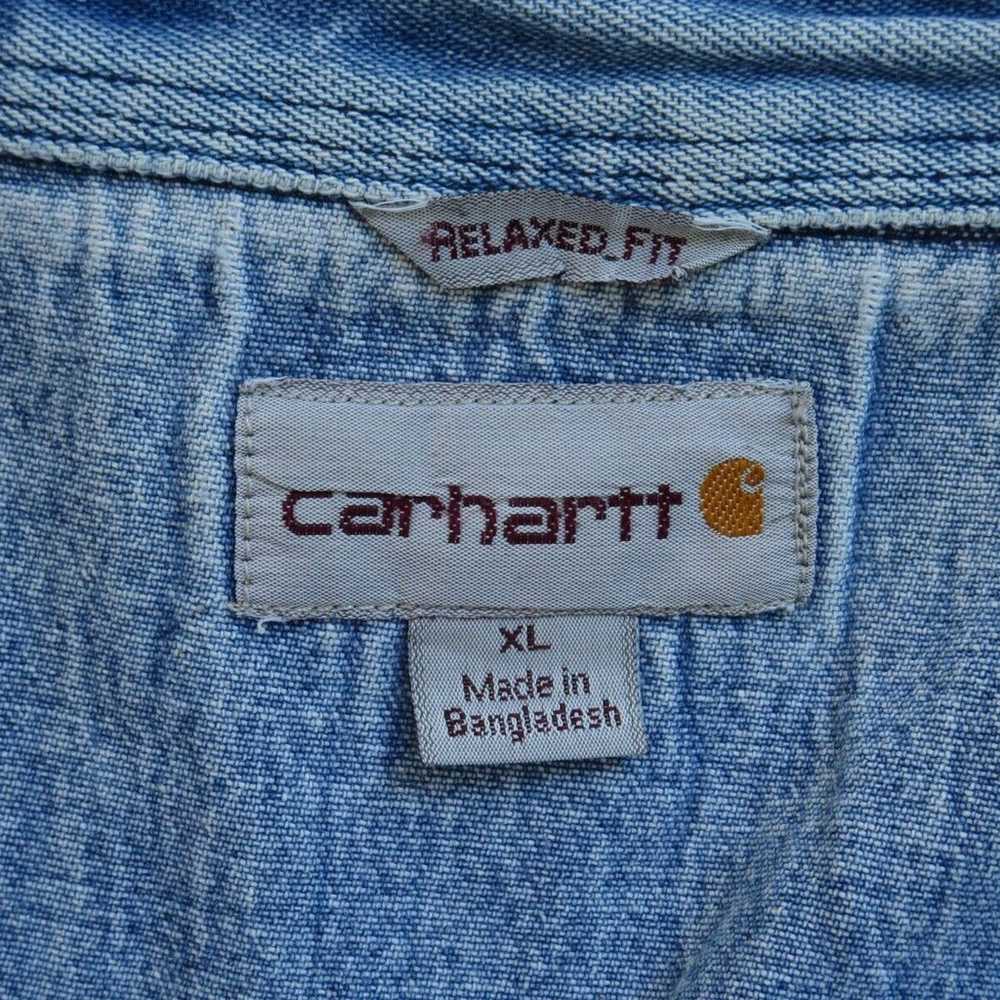 Vintage Denim WorkWear Carhartt Pearl Snap Long S… - image 2