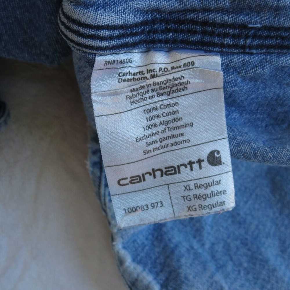 Vintage Denim WorkWear Carhartt Pearl Snap Long S… - image 3