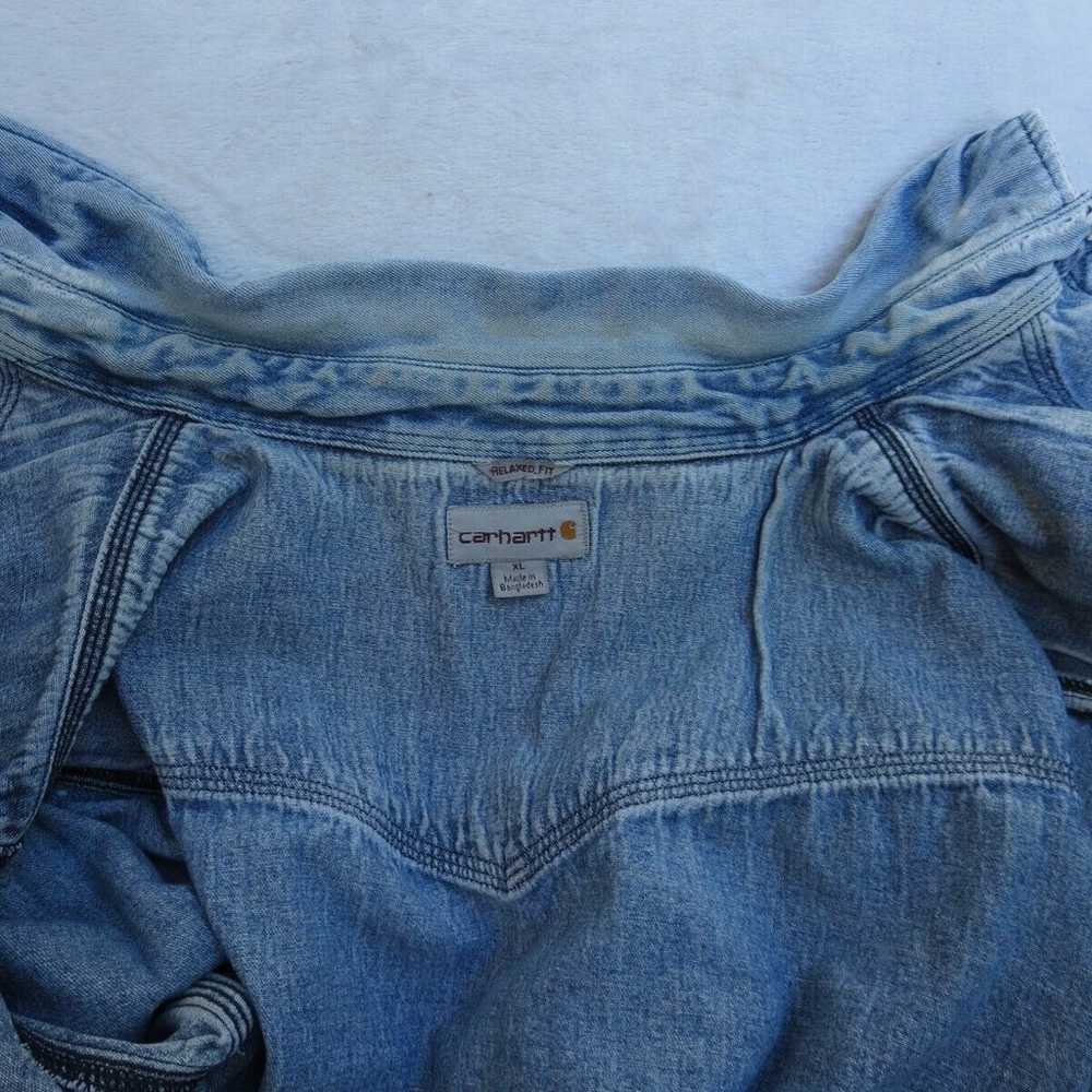 Vintage Denim WorkWear Carhartt Pearl Snap Long S… - image 5