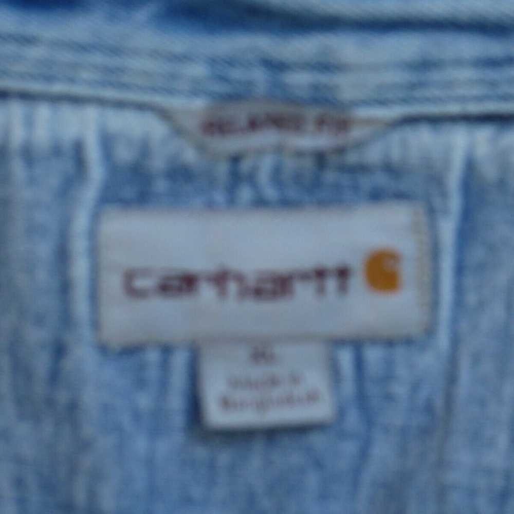 Vintage Denim WorkWear Carhartt Pearl Snap Long S… - image 6