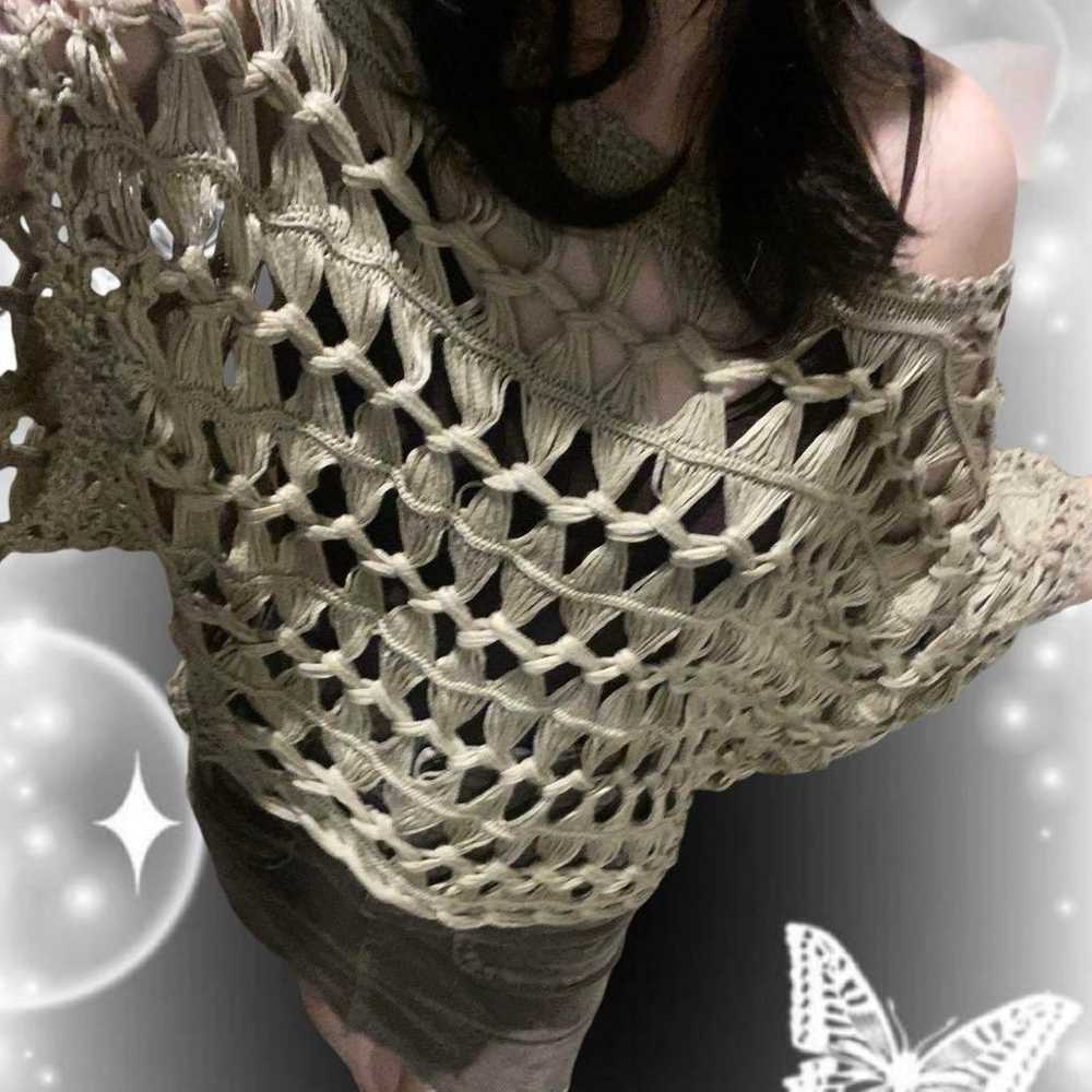 Dolman Sleeve Crochet Top Fairy Grunge Forest Gir… - image 2