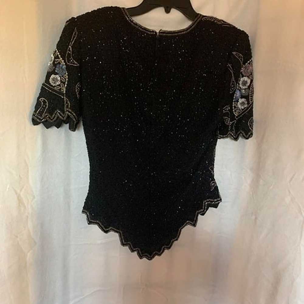 EUC Vintage Laurence Kazar Black Sequin & Beads 1… - image 10