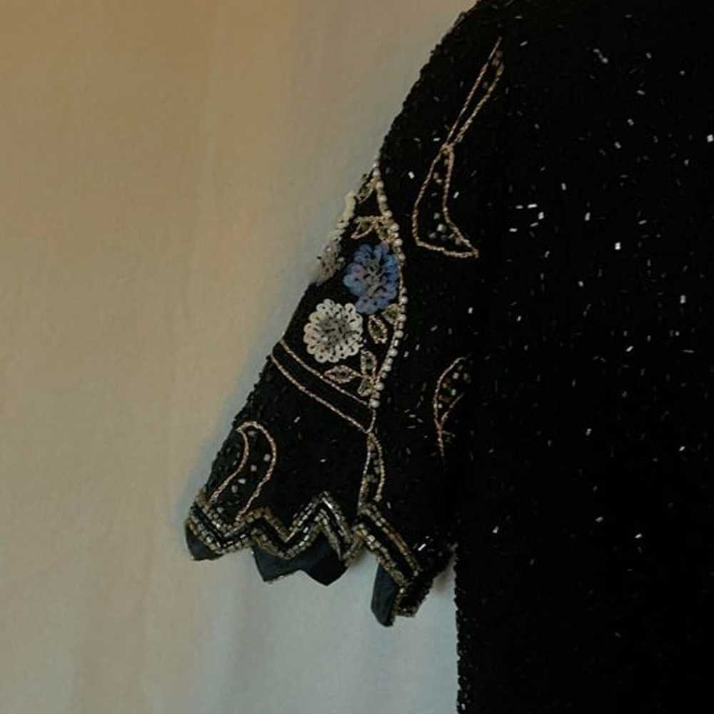 EUC Vintage Laurence Kazar Black Sequin & Beads 1… - image 7