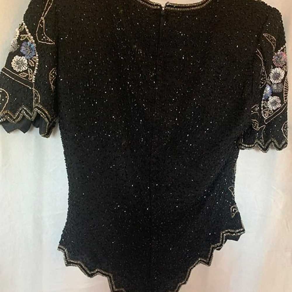 EUC Vintage Laurence Kazar Black Sequin & Beads 1… - image 9