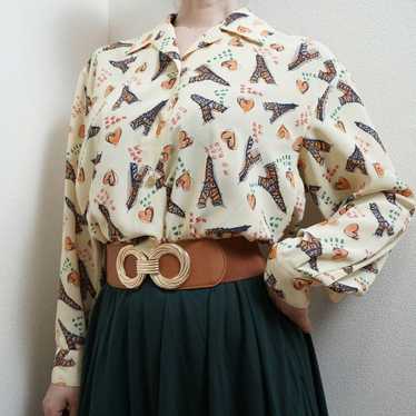 Blouse with all-over heart print, illustrated in … - image 1