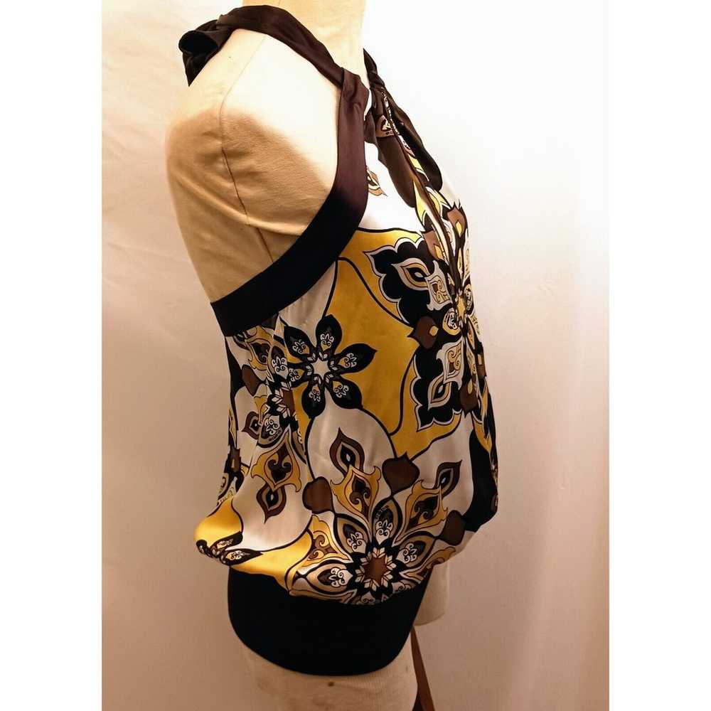 BeBe HALTER TOP Sz XS Brown Yellow Paisley KEY HO… - image 6